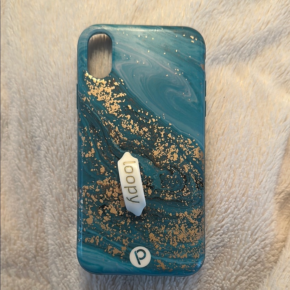 iPhone X and others Loopy Case Teal and Gold Swirl Phone Case Durable Protect
